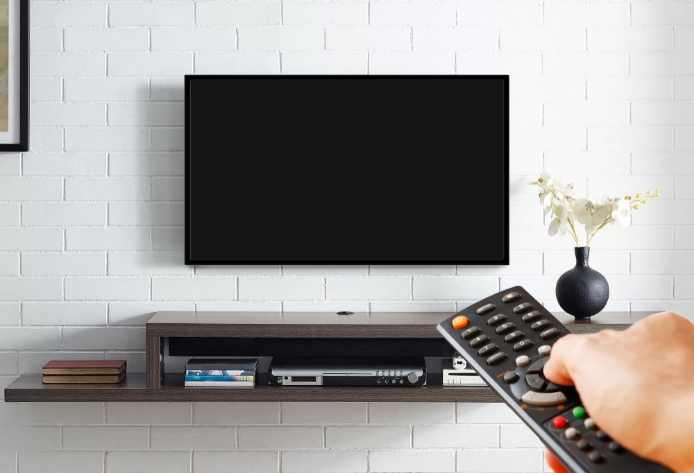 television,with,remote,control,in,hand